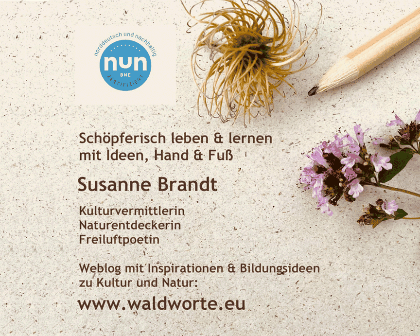 Visitenkarte von waldworte.eu mit Kontaktdaten von Susanne Brandt