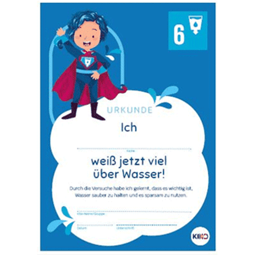 Urkunde zu SDG 6 mit blauem Hero-Kind
