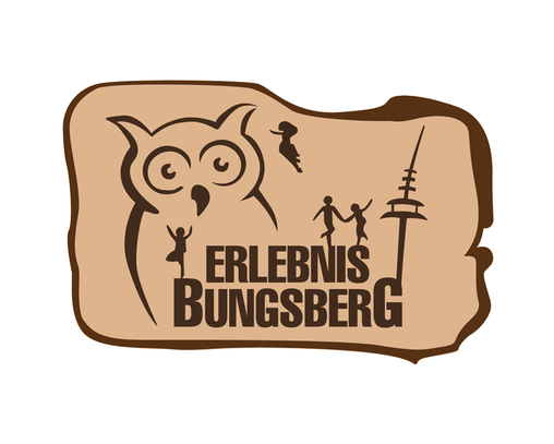 Logo Erlebnis Bungsberg Schriftzug mit Eule und Antennenmast